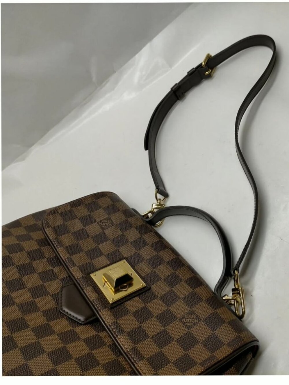 Authentic Louis Vuitton Bergamo MM Damier Ebene Canvas Satchel Crossbody - Picture 7 of 16